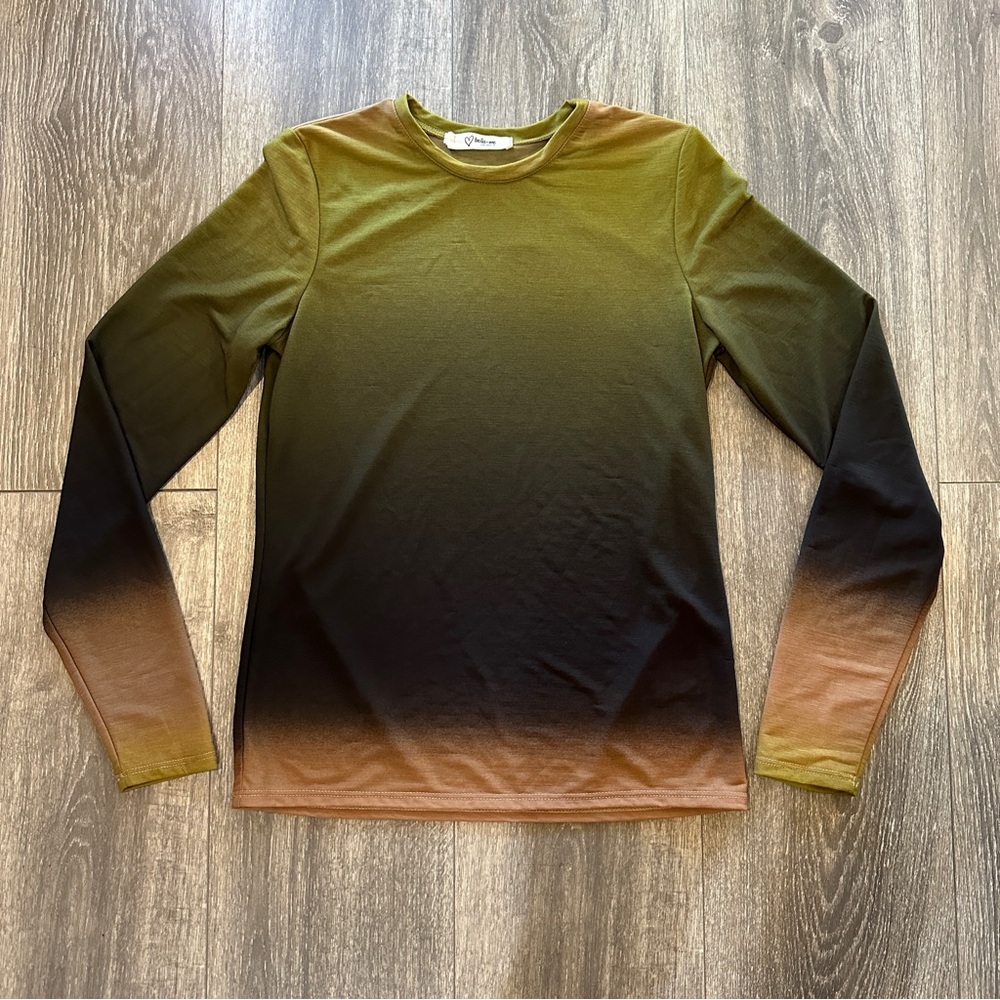 Gradient Long Sleeve Shirt - Black, Brown, Green
